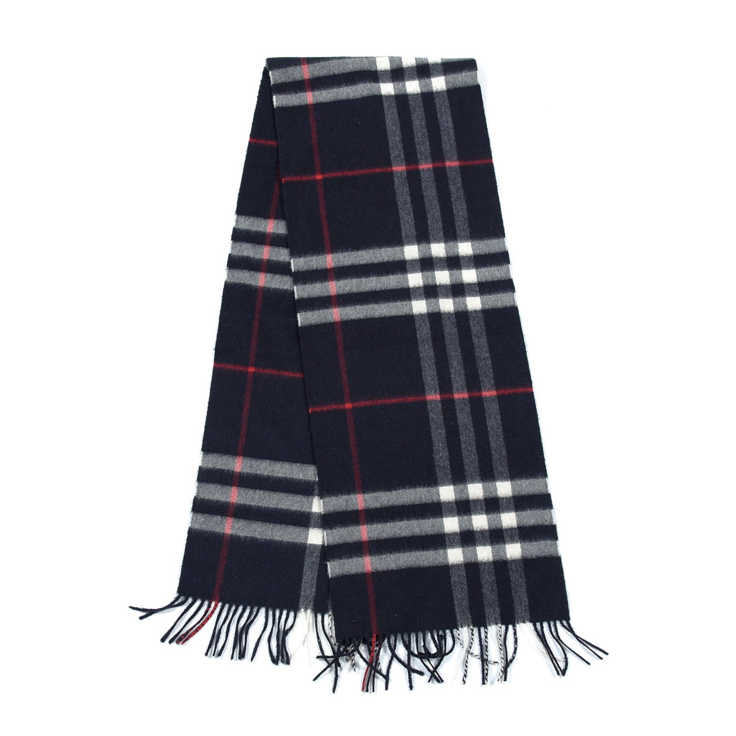 Burberry Cashmere Nova Check Fringe Scarf Blue 2 of 5