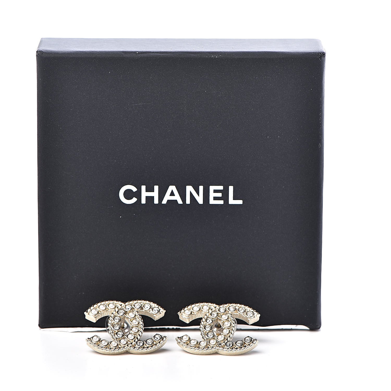 Chanel Pearl Crystal April In Paris CC Earrings Light Gold 5 of 5
