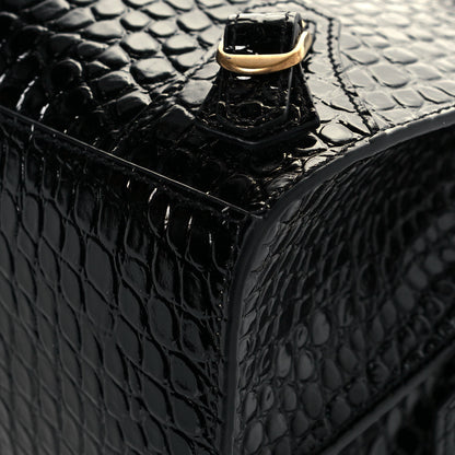 Balenciaga Shiny Supple Calfskin Crocodile Embossed Brass Hardware Neo Classic City Black 6 of 11