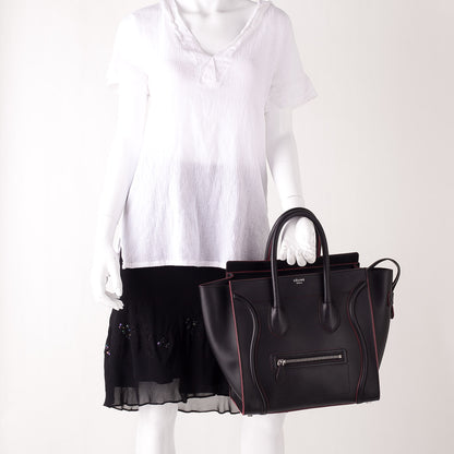 Celine Smooth Calfskin Mini Luggage Black w Pink Trim 2 of 9