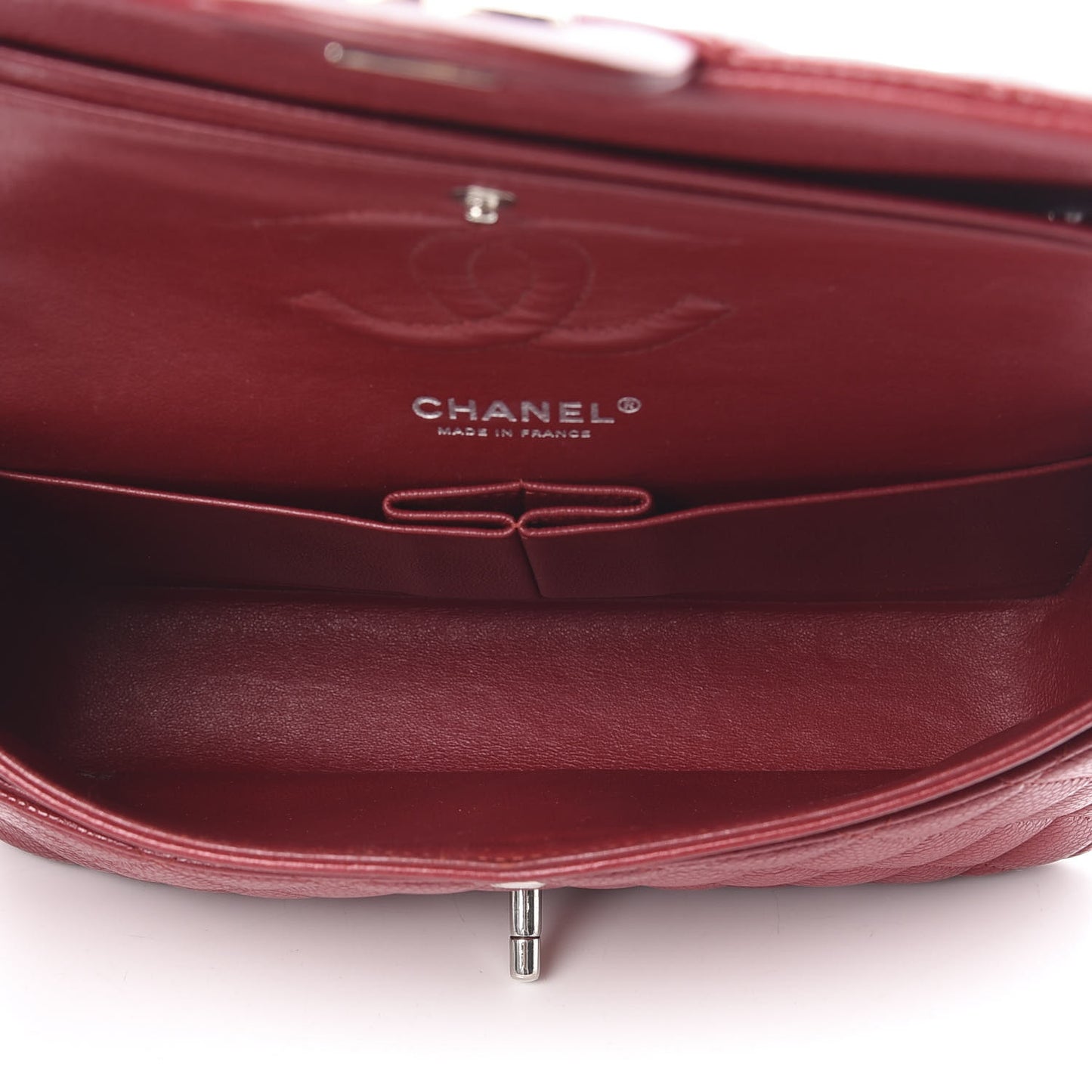 Caviar Quilted Medium Double Flap Red