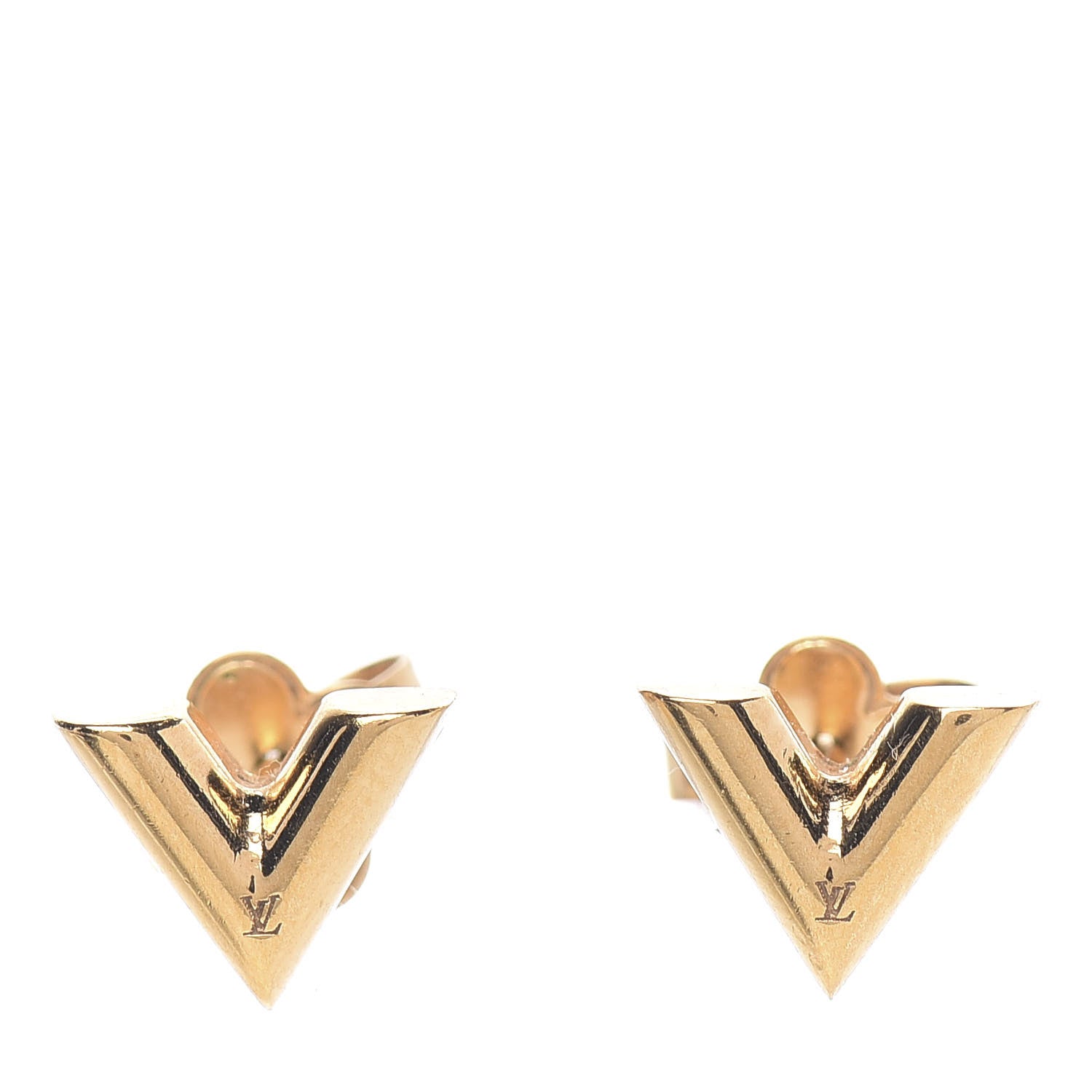 Louis Vuitton Brass Essential V Stud Earrings Gold 1 of 6