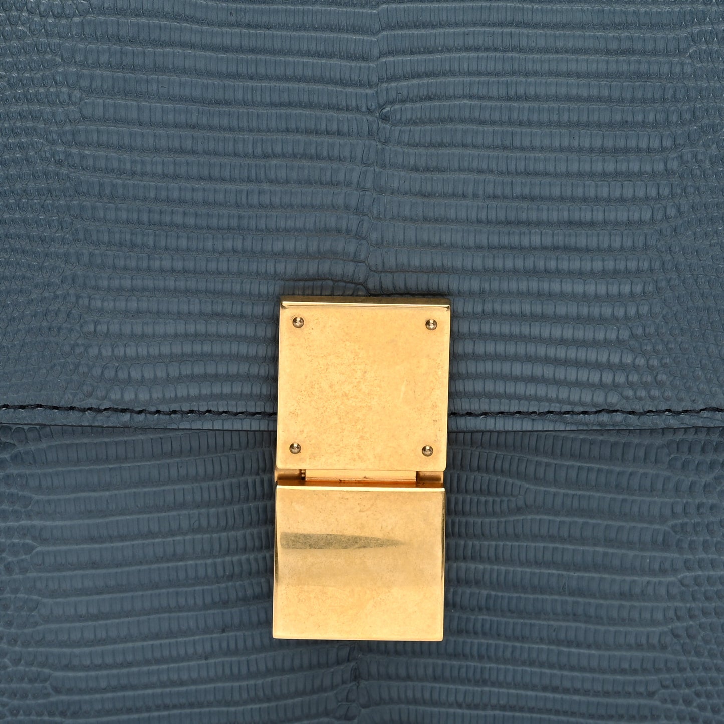 Lizard Medium Classic Box Flap Bag Blue