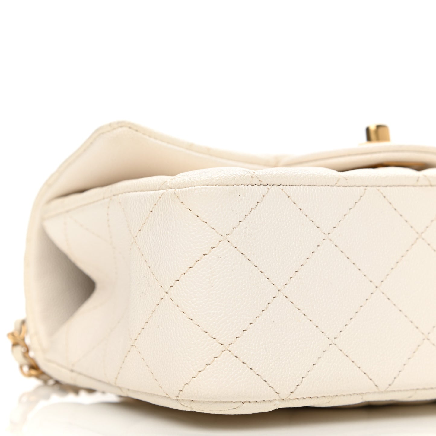 Caviar Quilted Mini Top Handle Rectangular Flap White