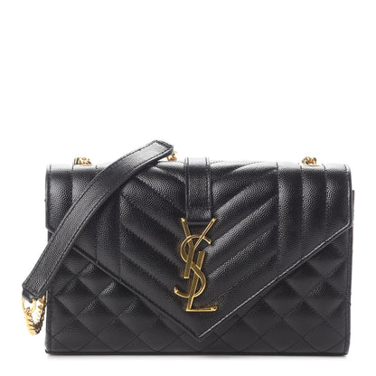 Saint Laurent Grain De Poudre Textured Mixed Matelasse Triquilt Small Monogram Satchel Black 1 of 9