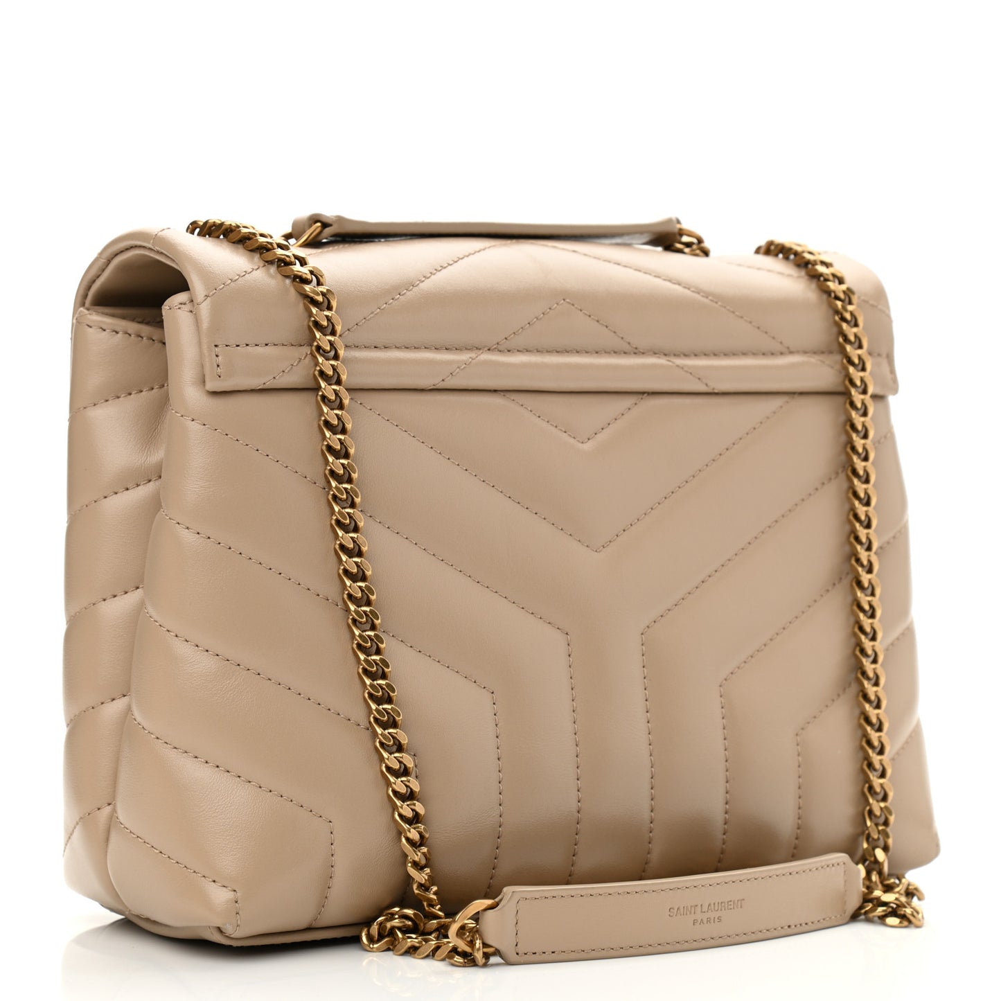 Calfskin Y Quilted Monogram Small Loulou Chain Satchel Dark Beige
