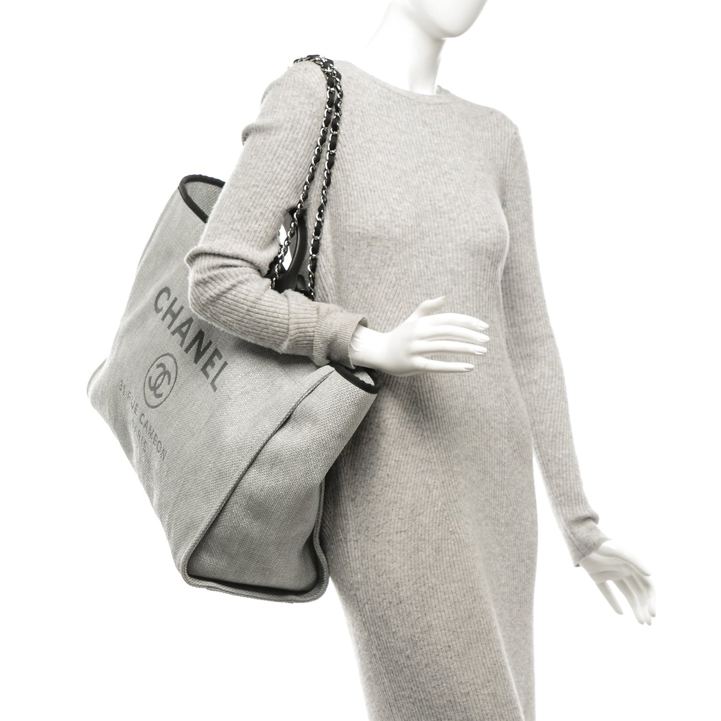 Woven Straw Raffia Extra Large Deauville Tote Grey