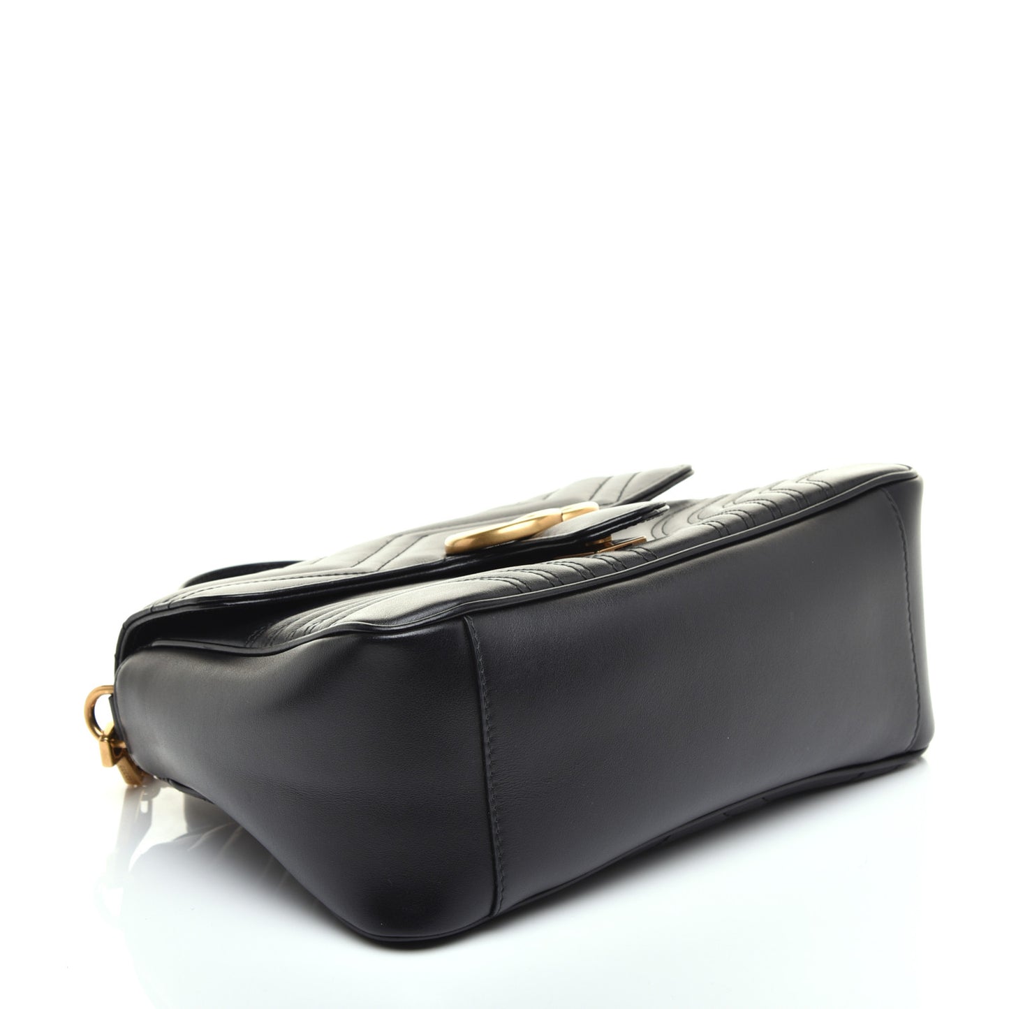 Calfskin Matelasse Small GG Marmont Top Handle Shoulder Bag Black