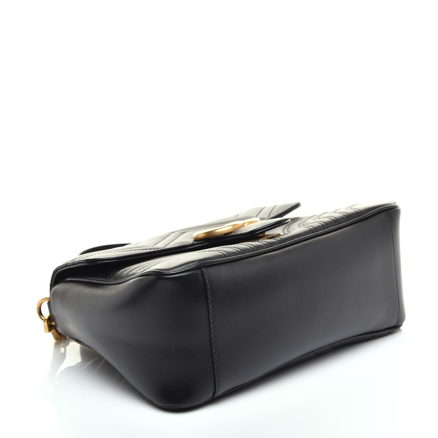 Gucci Calfskin Matelasse Small GG Marmont Top Handle Shoulder Bag Black 4 of 9