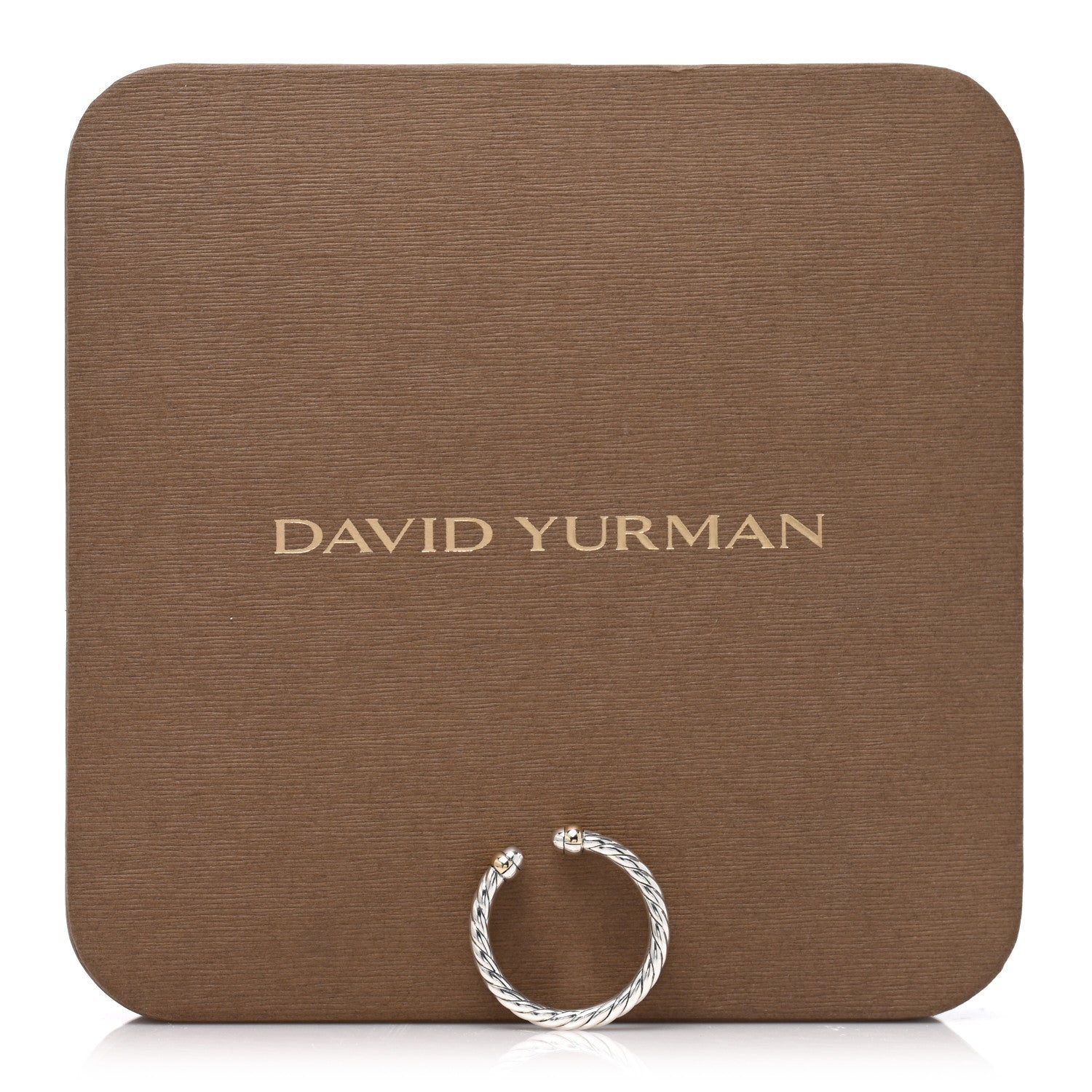 David Yurman Sterling Silver 14K Yellow Gold Lapis Lazuli Petite Cable Open Ring 57/8 5 of 5