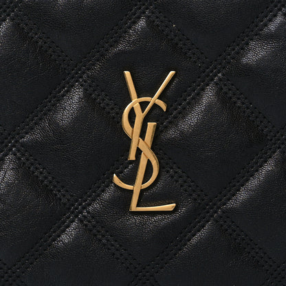 Saint Laurent Grained Lambskin Quilted Mini Becky Double Zip Bag Black 10 of 13