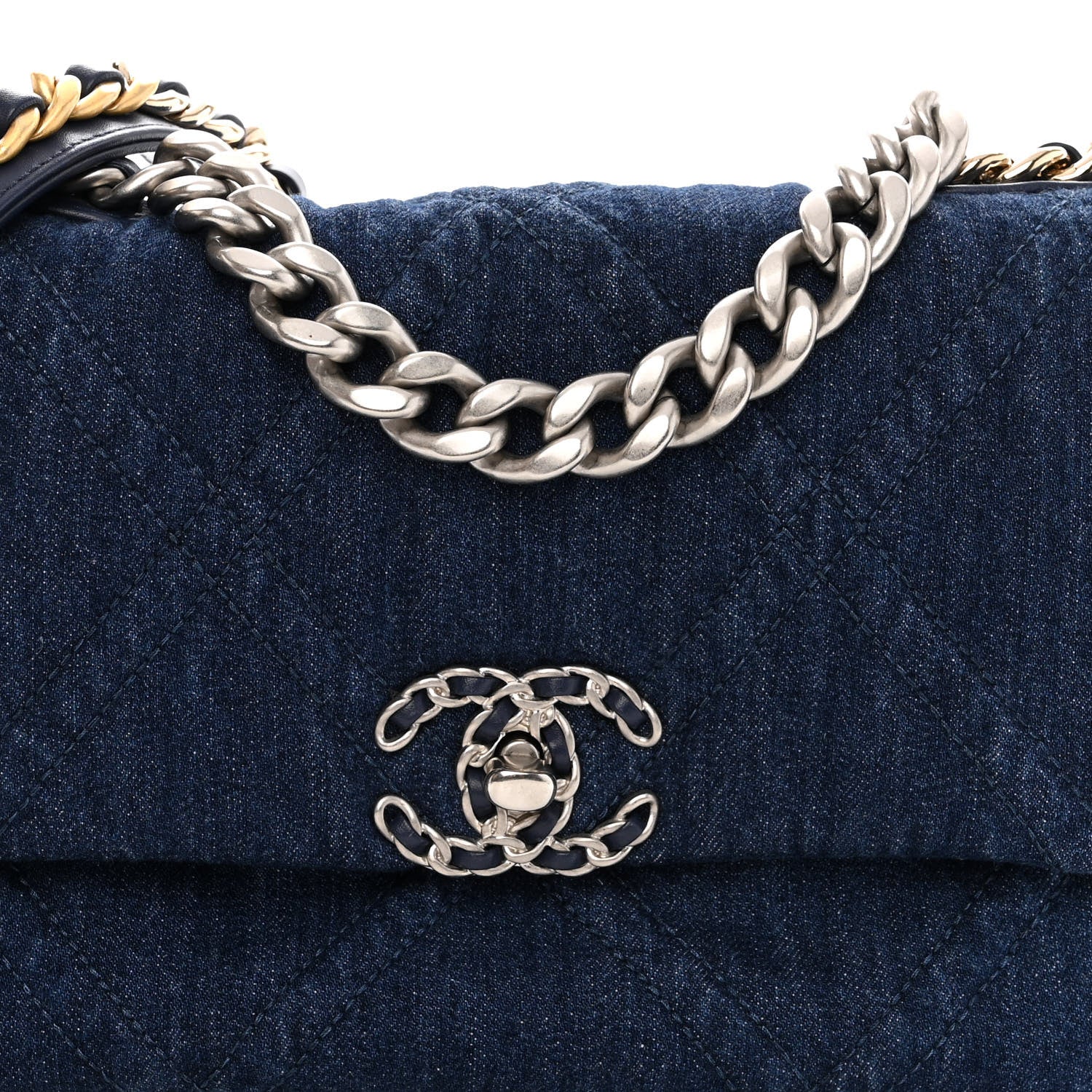 Chanel Denim Quilted Medium Chanel 19 Flap Blue 8 of 10