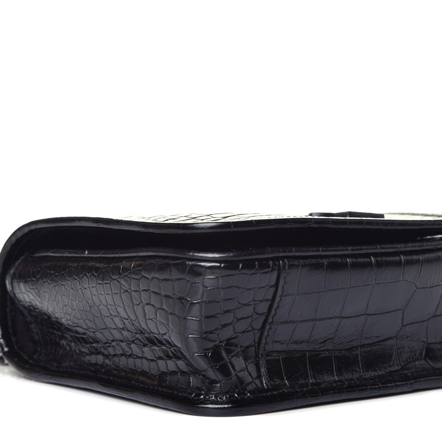 Saint Laurent Crocodile Embossed Lambskin Matelasse Monogram Niki Chain Wallet Black 7 of 9