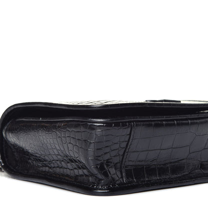 Saint Laurent Crocodile Embossed Lambskin Matelasse Monogram Niki Chain Wallet Black 7 of 9