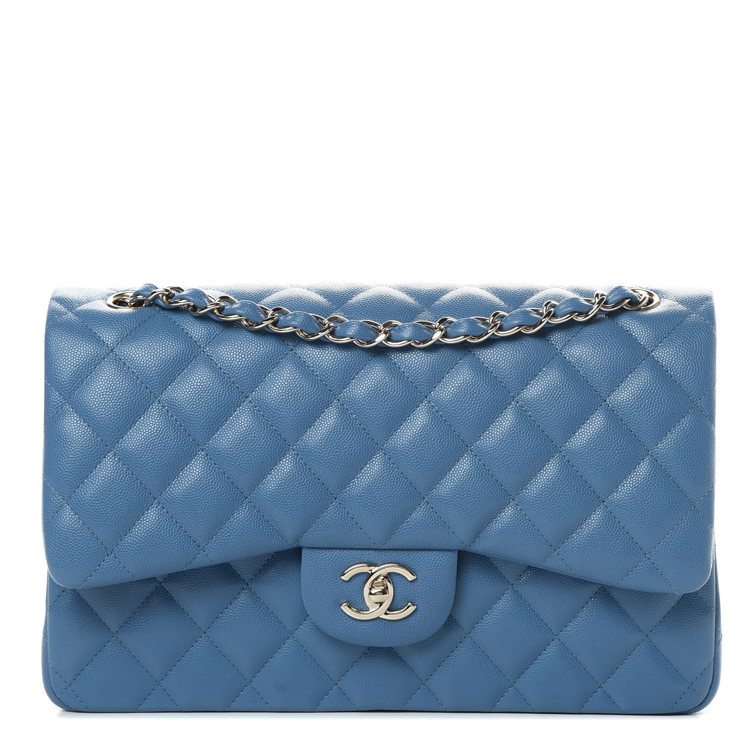Chanel Caviar Quilted Jumbo Double Flap Blue 1 of 11