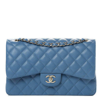 Chanel Caviar Quilted Jumbo Double Flap Blue 1 of 11