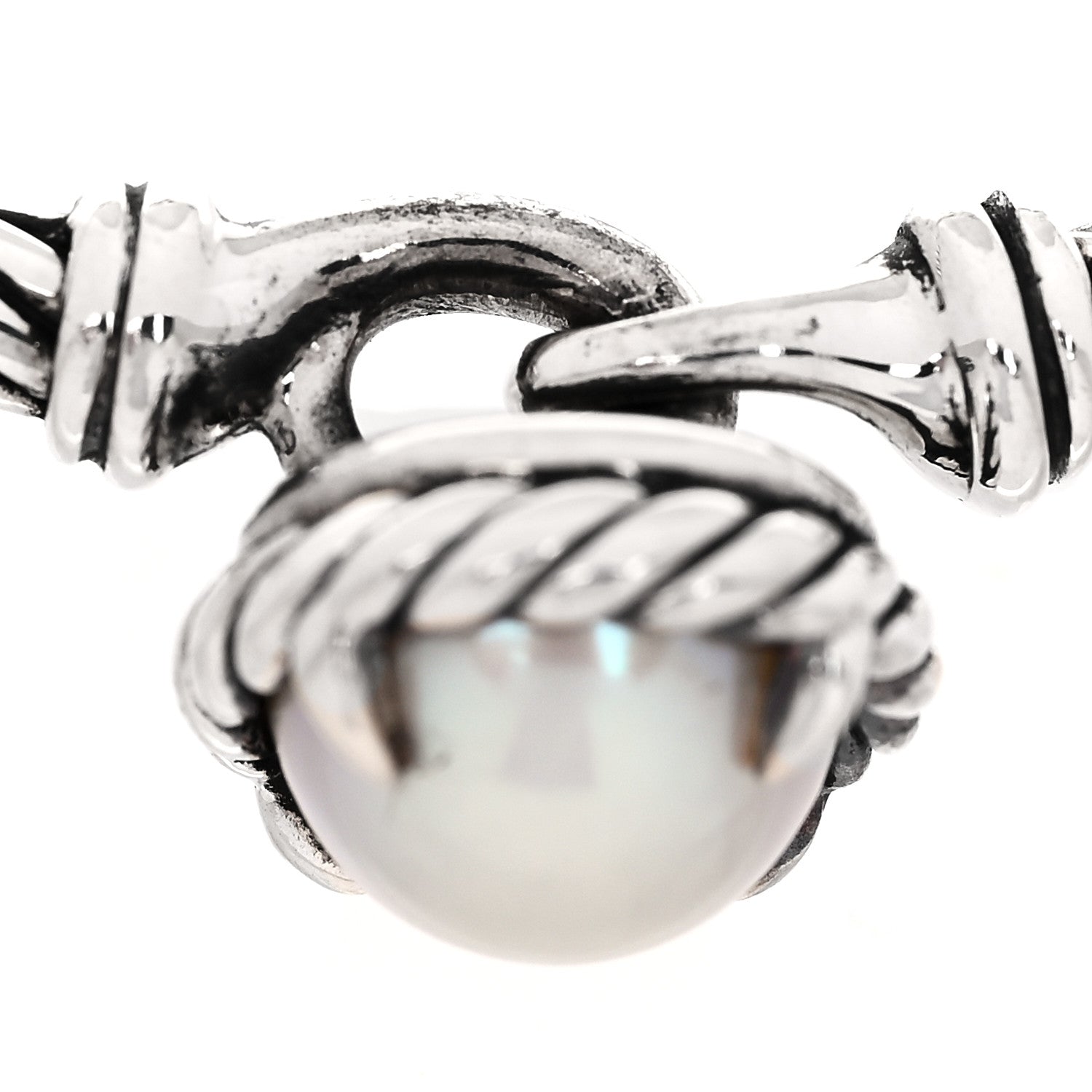 David Yurman Sterling Silver Cultured Pearl 3mm Chatelaine Bracelet 4 of 6