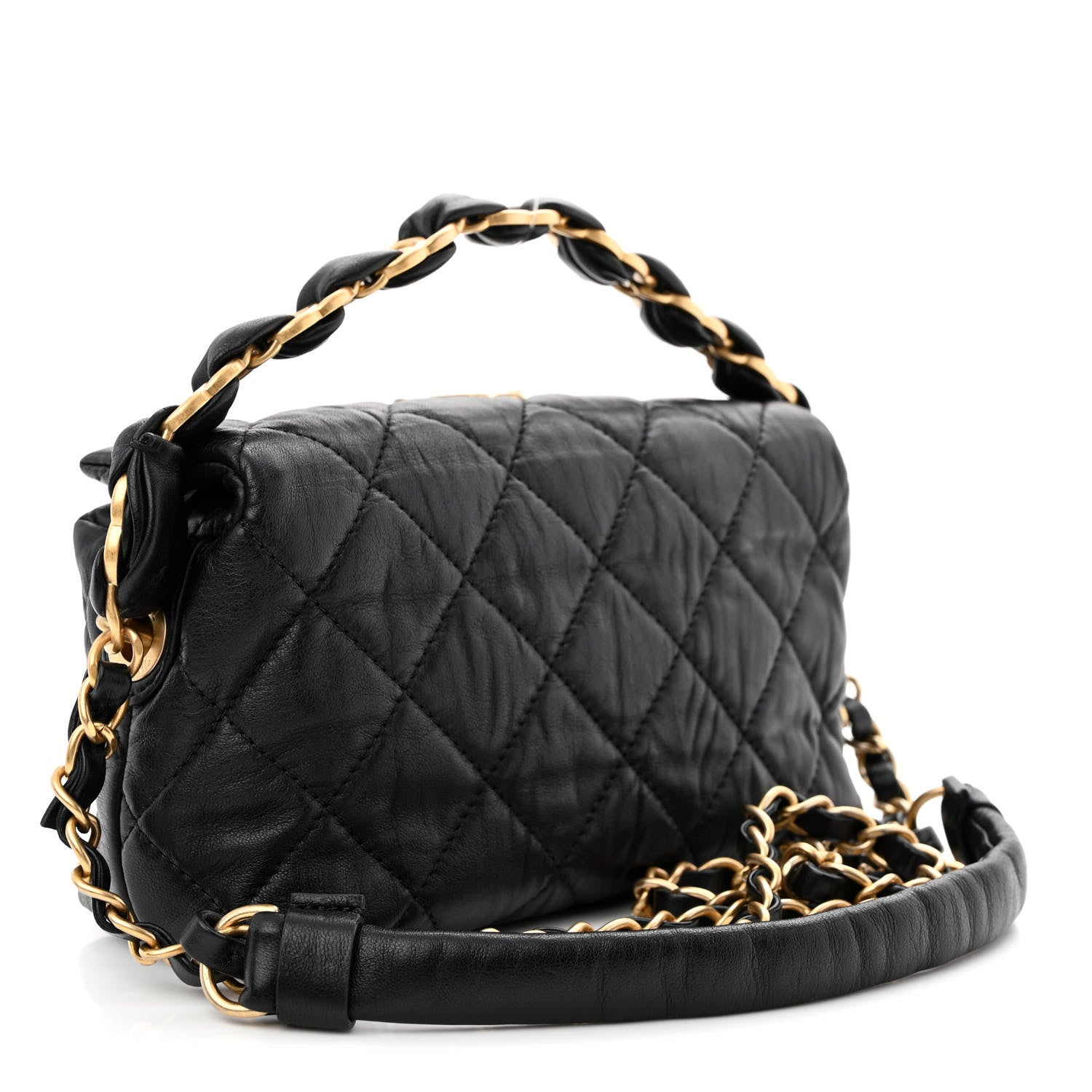 Chanel Crumpled Lambskin Quilted Small CC Links Shoulder Bag Black 3 of 11