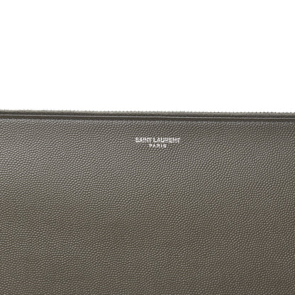 Saint Laurent Matte Grain De Poudre Zipped Document Holder Pebble 7 of 7