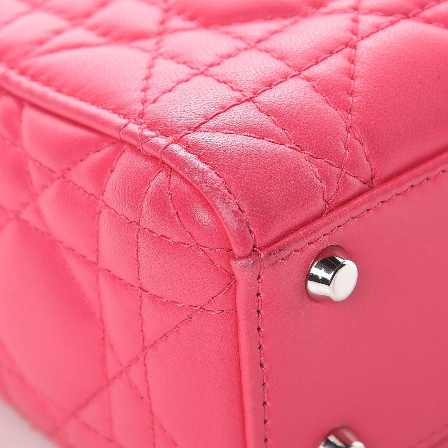 Lambskin Cannage Mini Lady Dior Fuchsia