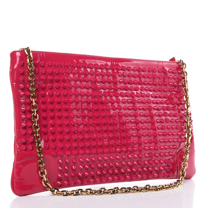 Christian Louboutin Calfskin Studded Loubiposh Chain Clutch Rose Indien 3 of 8