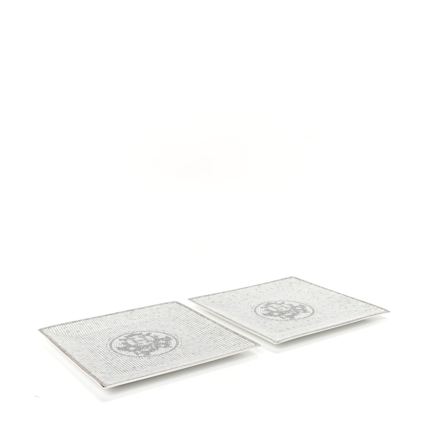 Porcelain Mosaique Au 24 Square Plate Set of 2 Platine