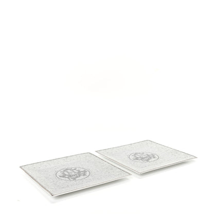 Hermes Porcelain Mosaique Au 24 Square Plate Set of 2 Platine 4 of 5
