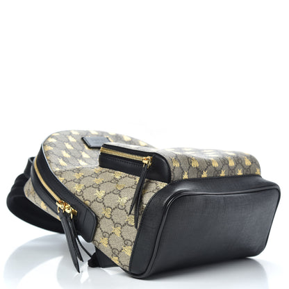Gucci GG Supreme Monogram Bees Print Small Day Backpack Beige Oro Black 3 of 9