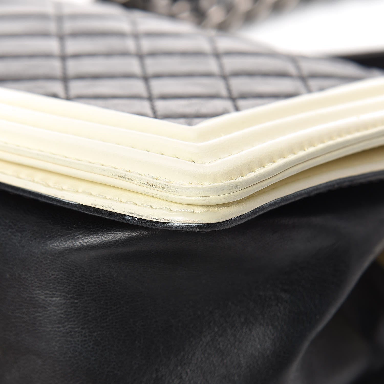 Chanel Lambskin Quilted Medium Boy Flap Black White 10 of 17