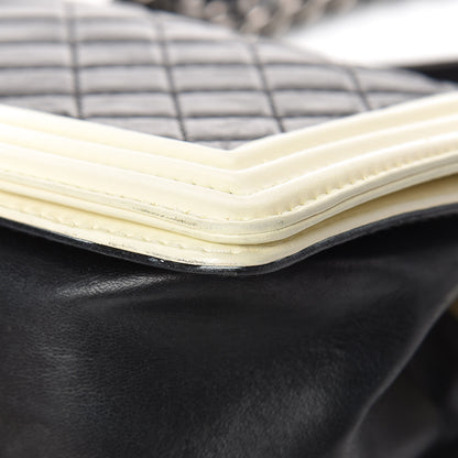 Chanel Lambskin Quilted Medium Boy Flap Black White 10 of 17
