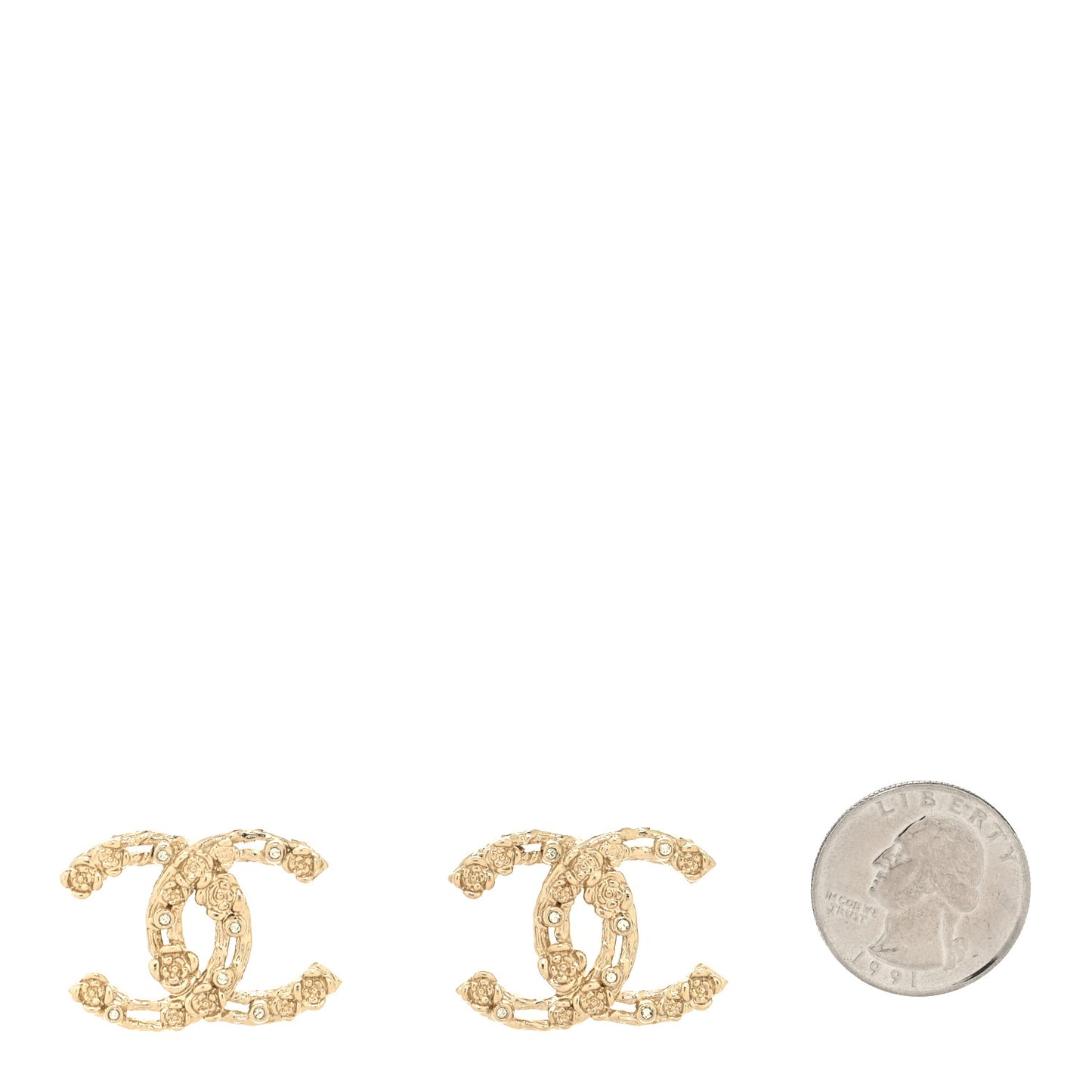 Crystal CC Camellia Earrings Gold