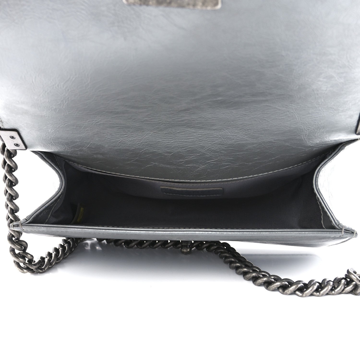 Chanel Metallic Aged Calfskin Quilted Medium Top Handle Boy Flap Silver 5 of 11