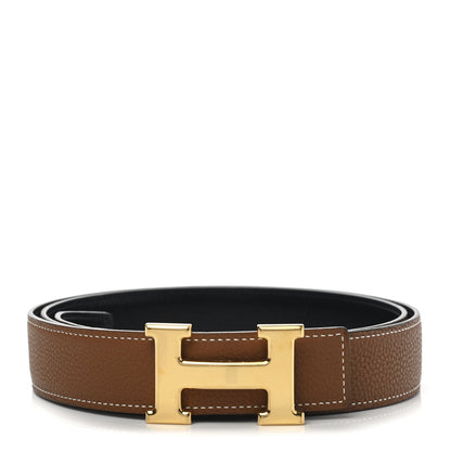 Hermes Box Togo 32mm H Belt Black Gold 1 of 18