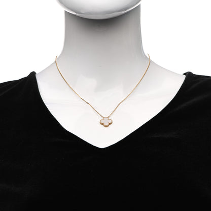 Van Cleef & Arpels 18K Yellow Gold Mother of Pearl Vintage Alhambra Pendant Necklace 2 of 6