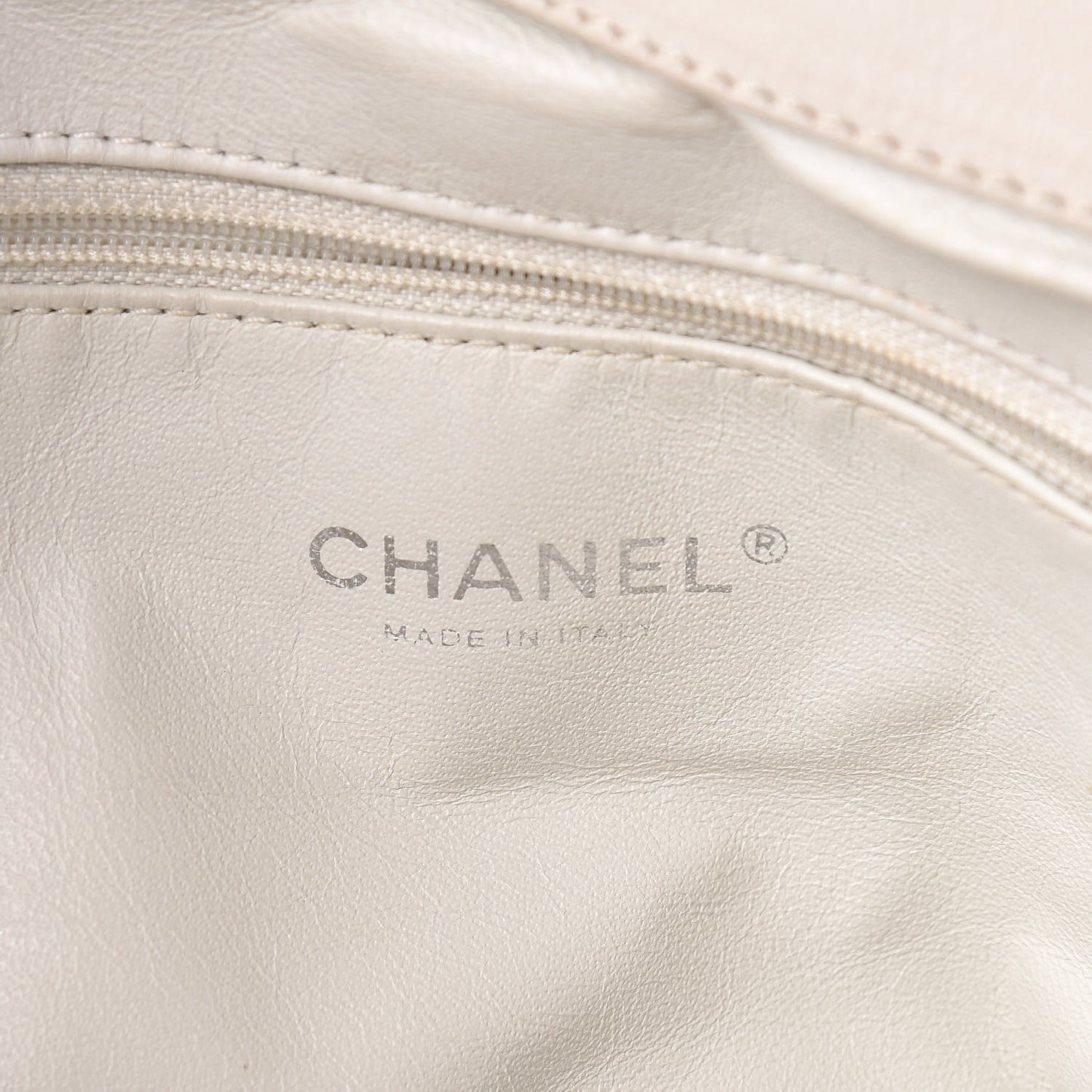 Calfskin Large East West Modern Chain Tote White