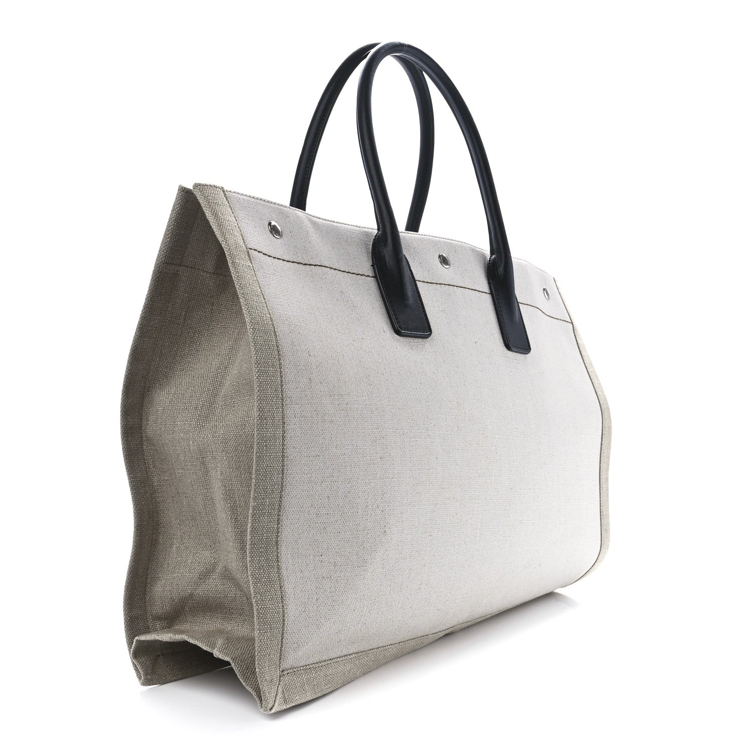 Saint Laurent Linen Calfskin Rive Gauche Tote Optic White 3 of 12