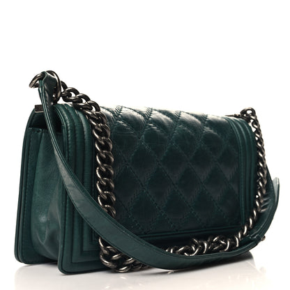 Chanel Calfskin Double Stitch Medium Boy Flap Green 3 of 14