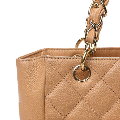 Chanel Caviar Quilted Petit Shopping Tote PST Dark Beige 12 of 17
