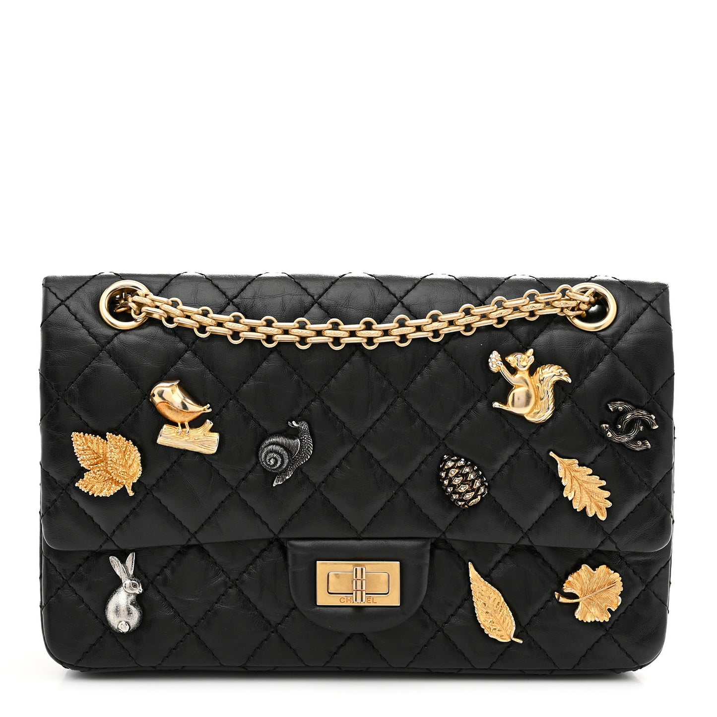 Aged Calfskin Lucky Charms 2.55 Reissue 225 Flap Black