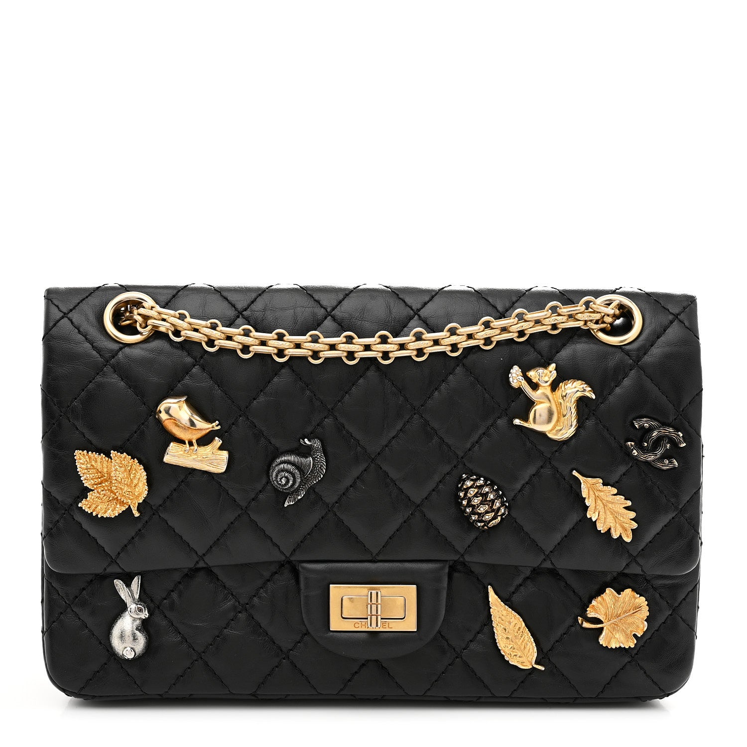 Chanel Aged Calfskin Lucky Charms 2.55 Reissue 225 Flap Black 1 of 11