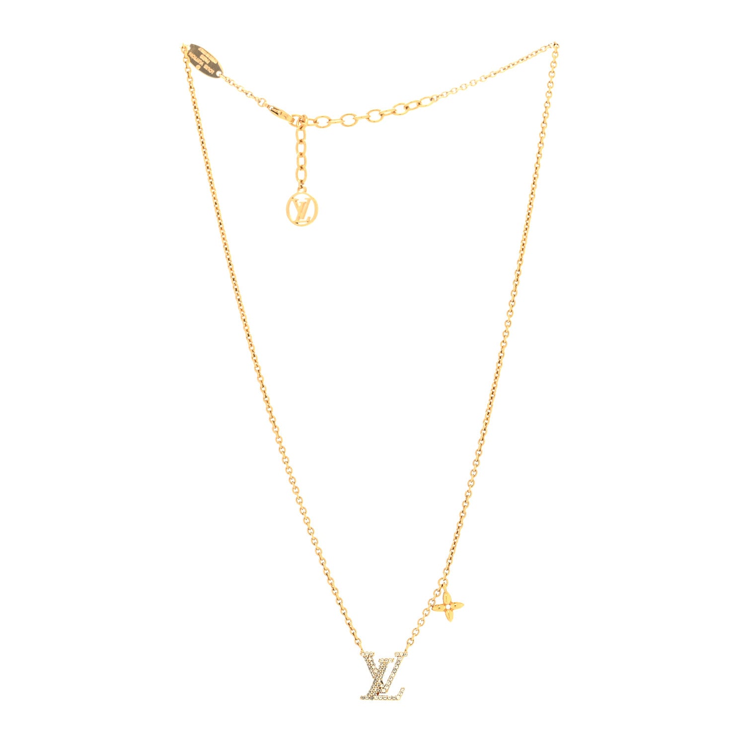 Louis Vuitton Metal Crystal LV Iconic Necklace Gold 3 of 6