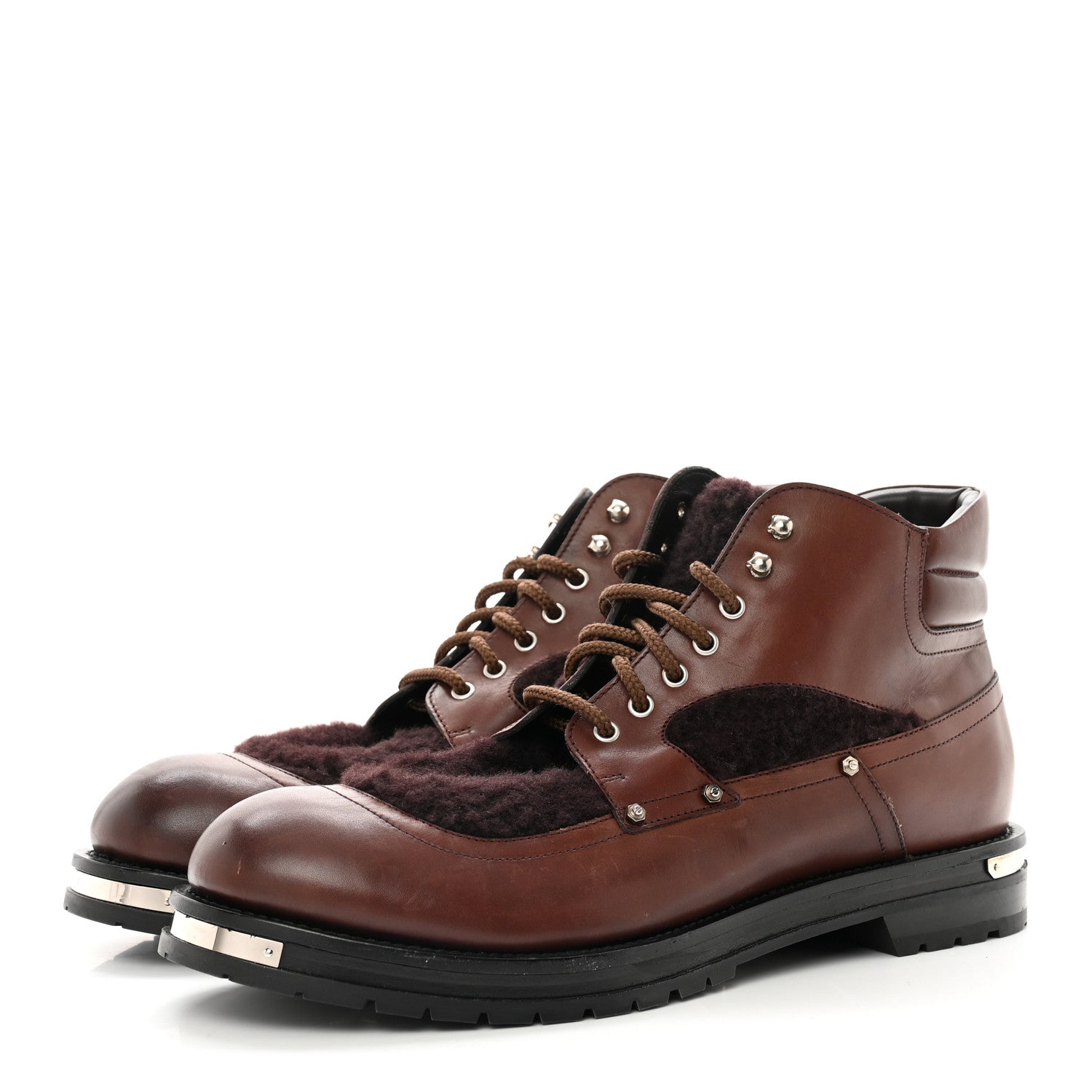 Louis Vuitton Calfskin Sherpa Mens Ankle Boots 10 Brown 3 of 16