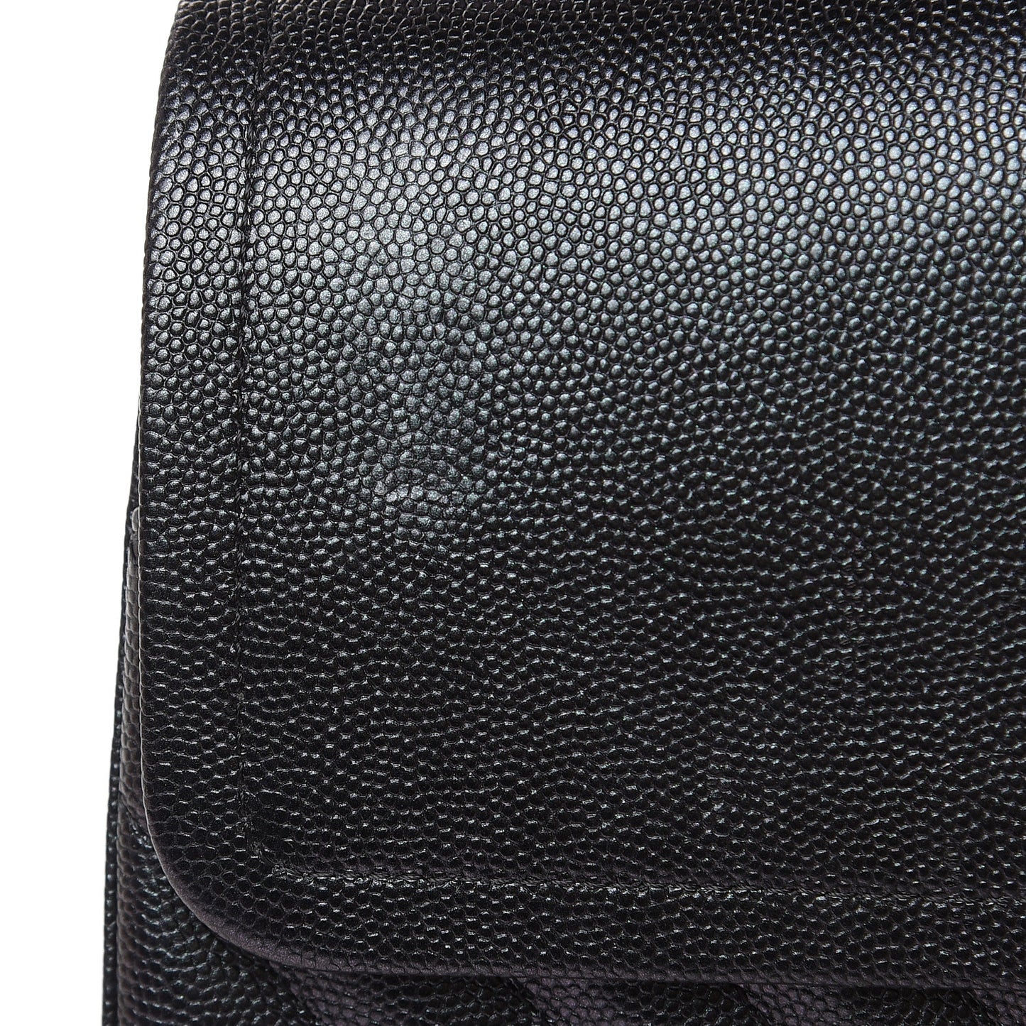 Iridescent Caviar Chevron Quilted Jumbo Double Flap Black