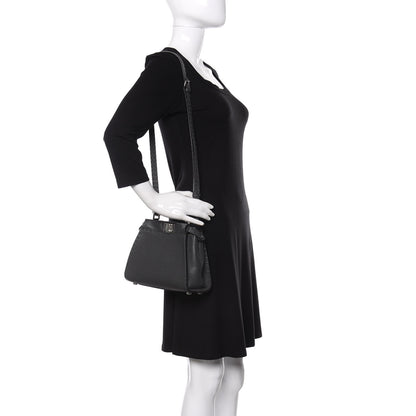 Fendi Cuoio Romano Selleria Bi-Color Mini Peekaboo Iconic Satchel Asfalto Latte 2 of 12