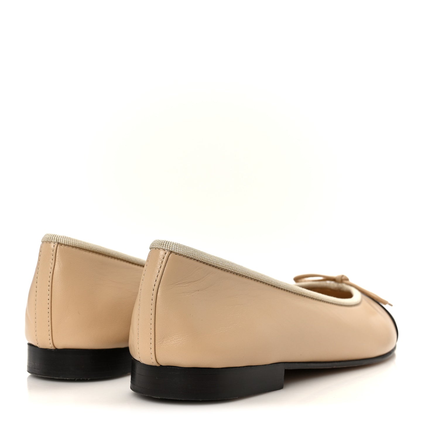 Lambskin Cap Toe CC Ballerina Flats 37 Beige Black