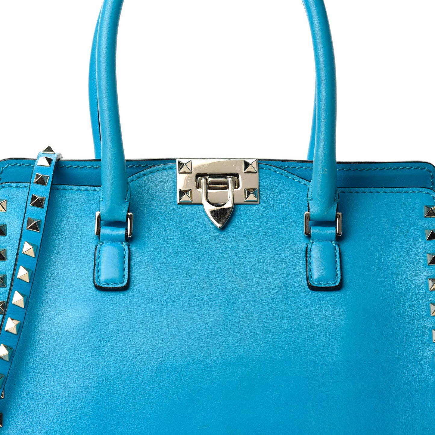 Vitello Rockstud Double Handle Tote Parrot