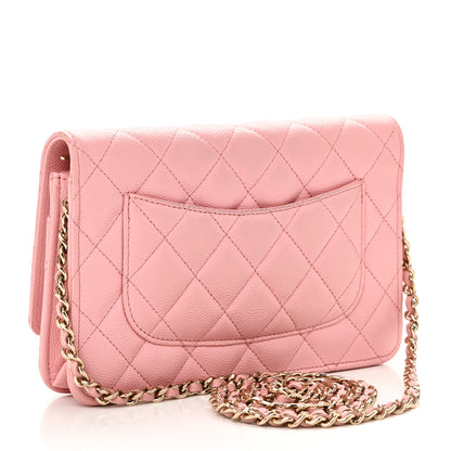 Chanel Caviar Quilted Wallet on Chain WOC Light Pink 3 of 12