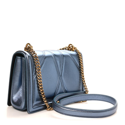 Dolce & Gabbana Metallic Nappa Quilted Medium Devotion Crossbody Bag Blue 3 of 9