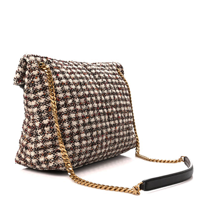 Saint Laurent Tweed Matelasse Medium Loulou Monogram Chain Satchel Beige Multicolor 3 of 11