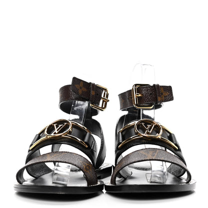 Louis Vuitton Monogram Calfskin Academy Flat Sandals 36 Black 2 of 5